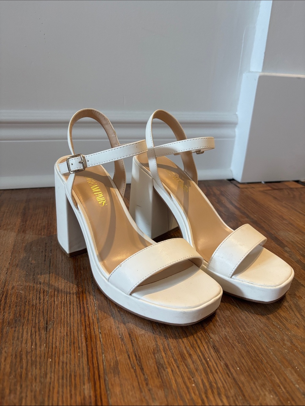 Dream Pairs White Platform Block Heel Sandals with Ankle Strap